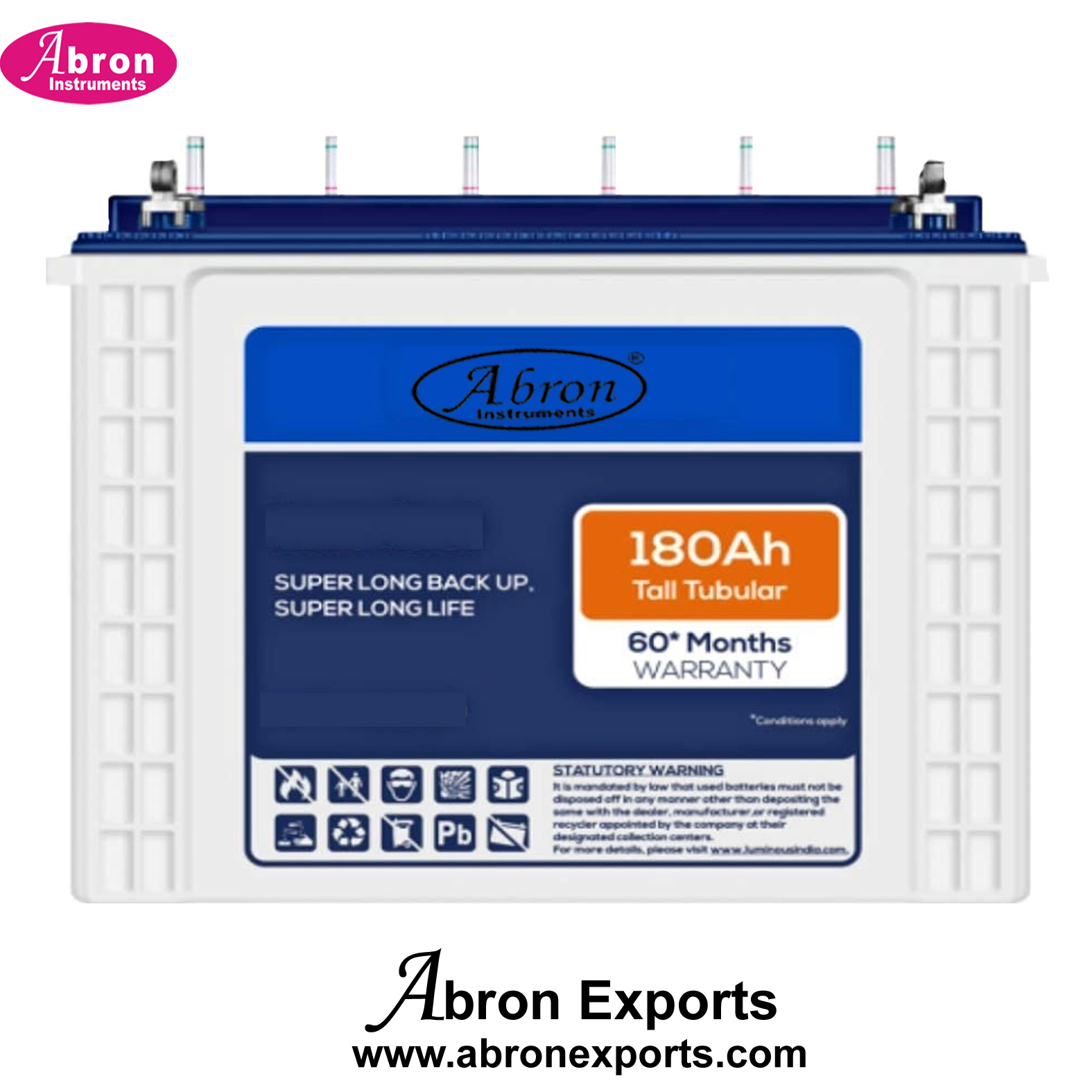 UPS INverter Spare Battery 180AH Tubular Rechargable By Abron AE-1291B18T 